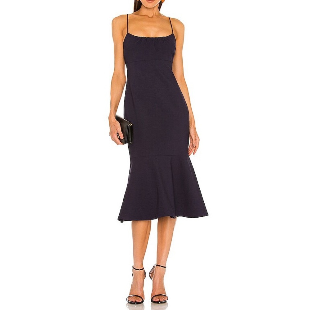Likely Navy Spaghetti-Strap Mermaid Midi Dress
